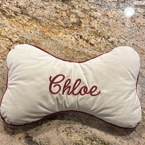 Chloe Bone-Shaped Dog Pillow - Cream and Red